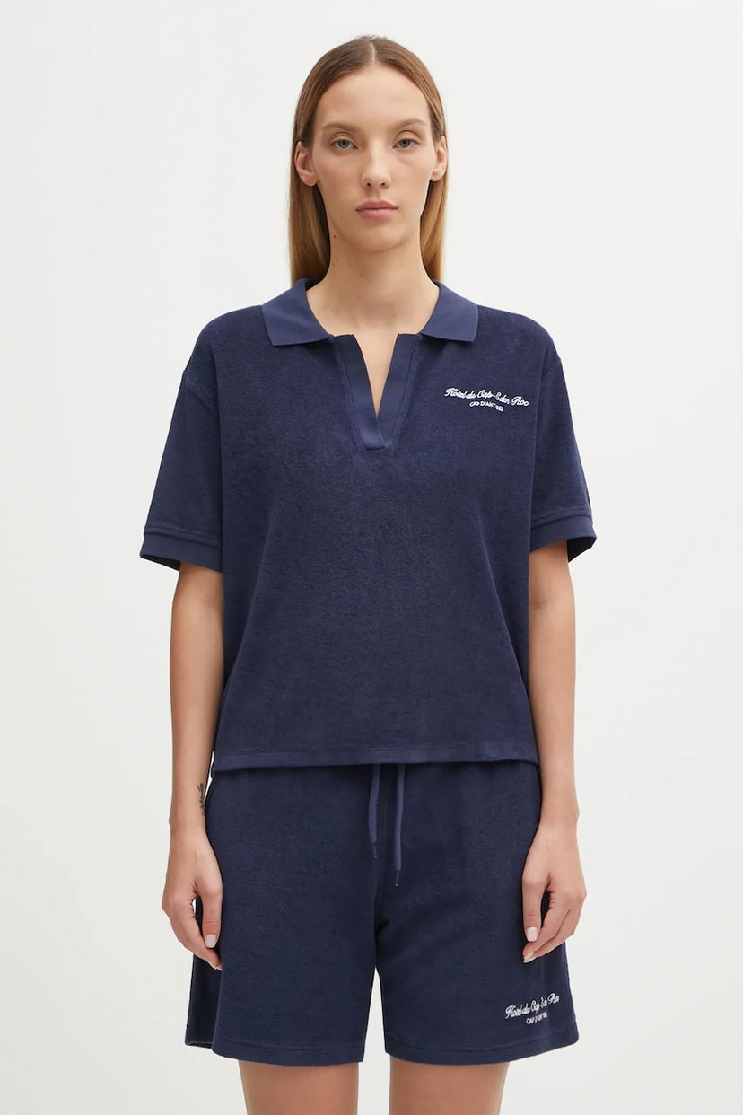 Polo majica Sporty & Rich Eden Script Terry Polo Shirt Mornarica | TO00160673BL106