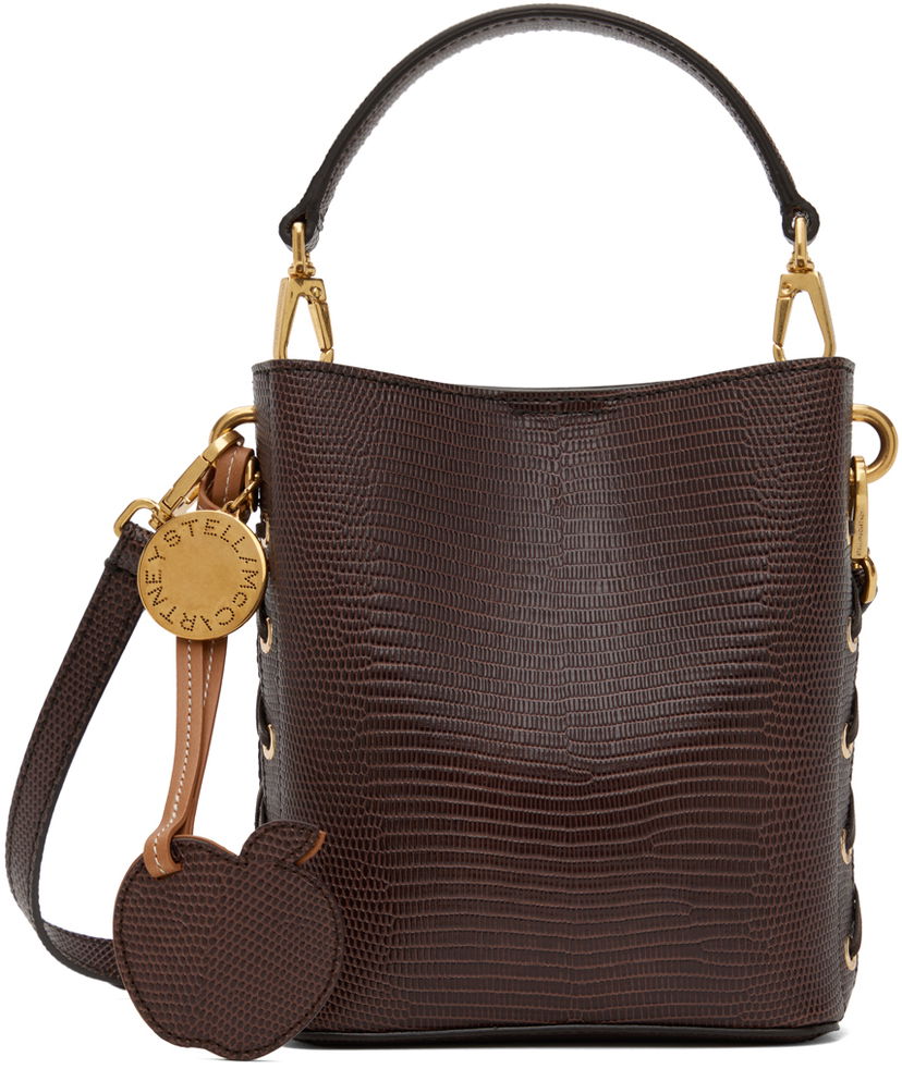 Torbica Stella McCartney Stella McCartney Frayme Scale-Embossed Bucket Bag Rjava | 7B0093WP0426