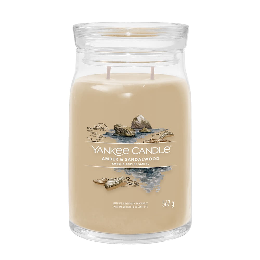Sveče Yankee Candle Signature Large Jar 2 Wicks Amber & Sandalwood Universal Natural & Synthetic Fragrance 567g Bež | 40724, 0