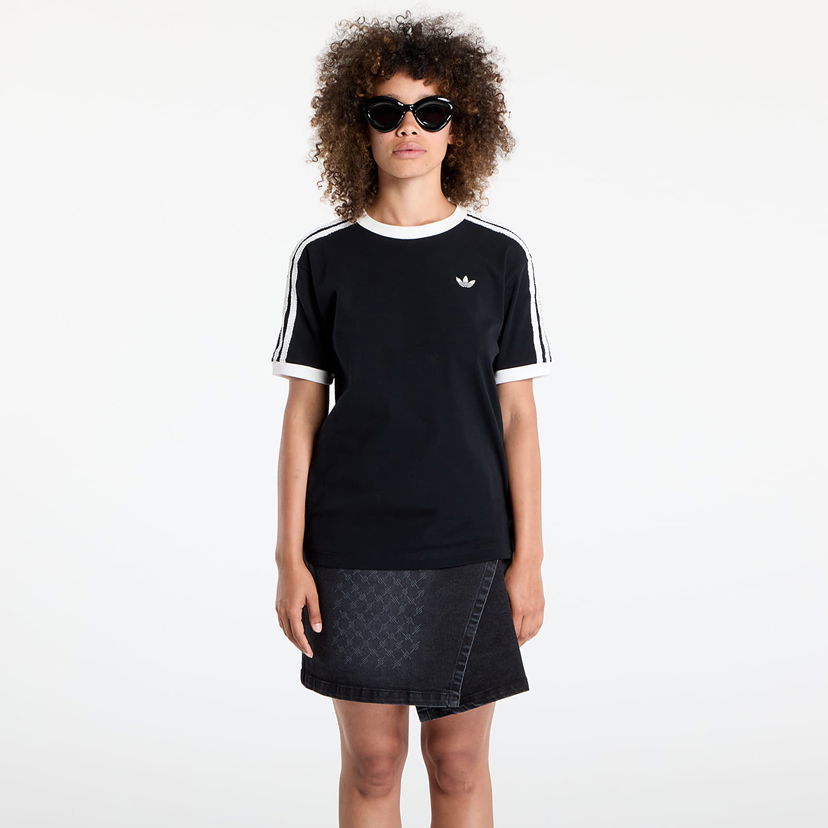 Majica adidas Originals Originals Ruffle 3-Stripes Tee Črna | KC8819
