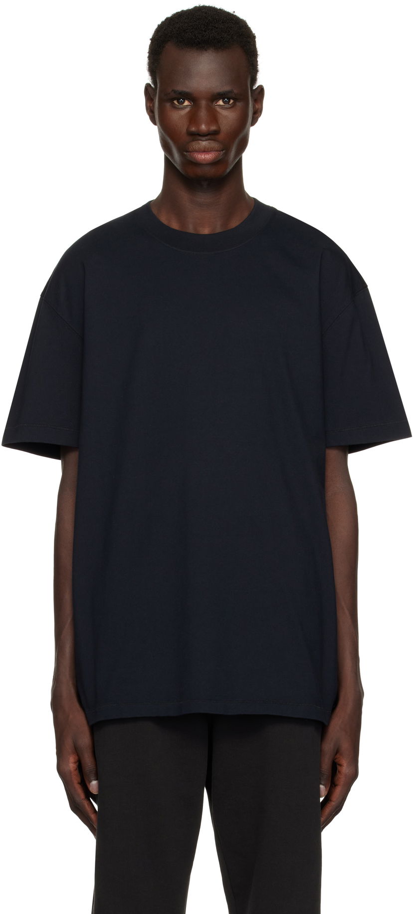 Majica SKIMS SKIMS Heavyweight Cotton Relaxed T-Shirt Mornarica | SS-STT-6414M-OBSIDIAN