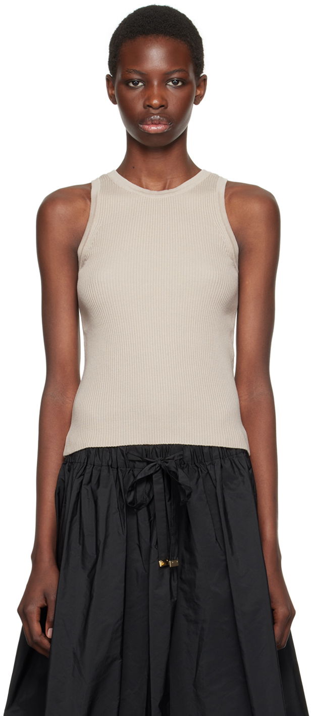 Majica brez rokavov Max Mara Ribbed Knit Tank Top Bež | 2429366081600