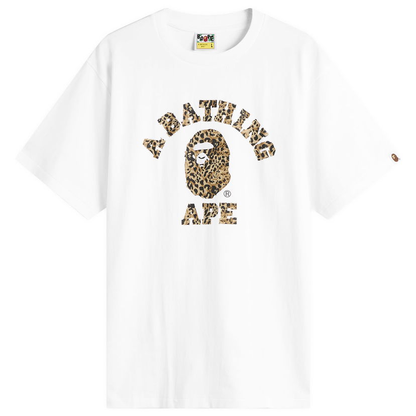 Majica BAPE Wild Leopard College T-Shirt Bela | 001TEL801039M-WBE