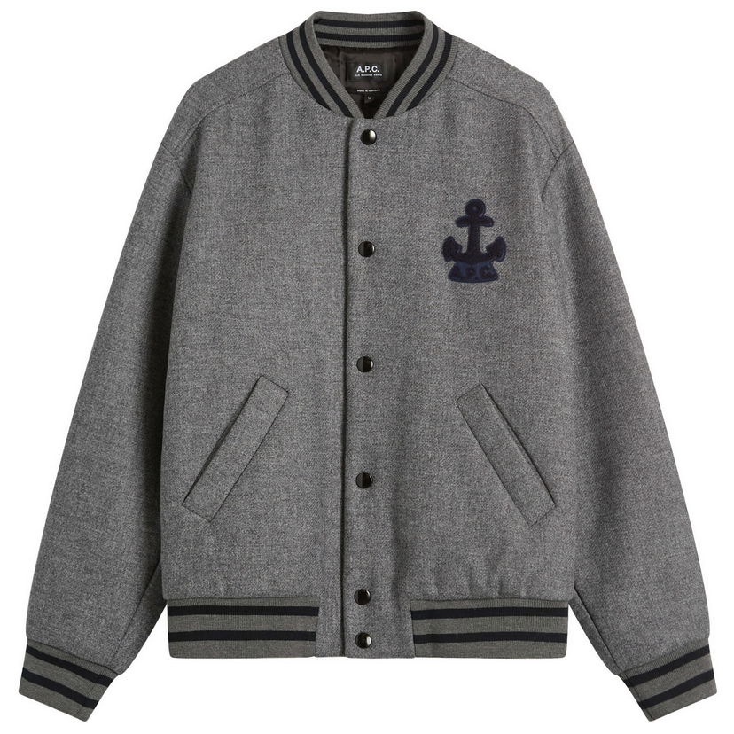 Bomber jakna A.P.C. A.P.C. Micka Varsity Jacket Siva | WVBEB-M32010-PLA