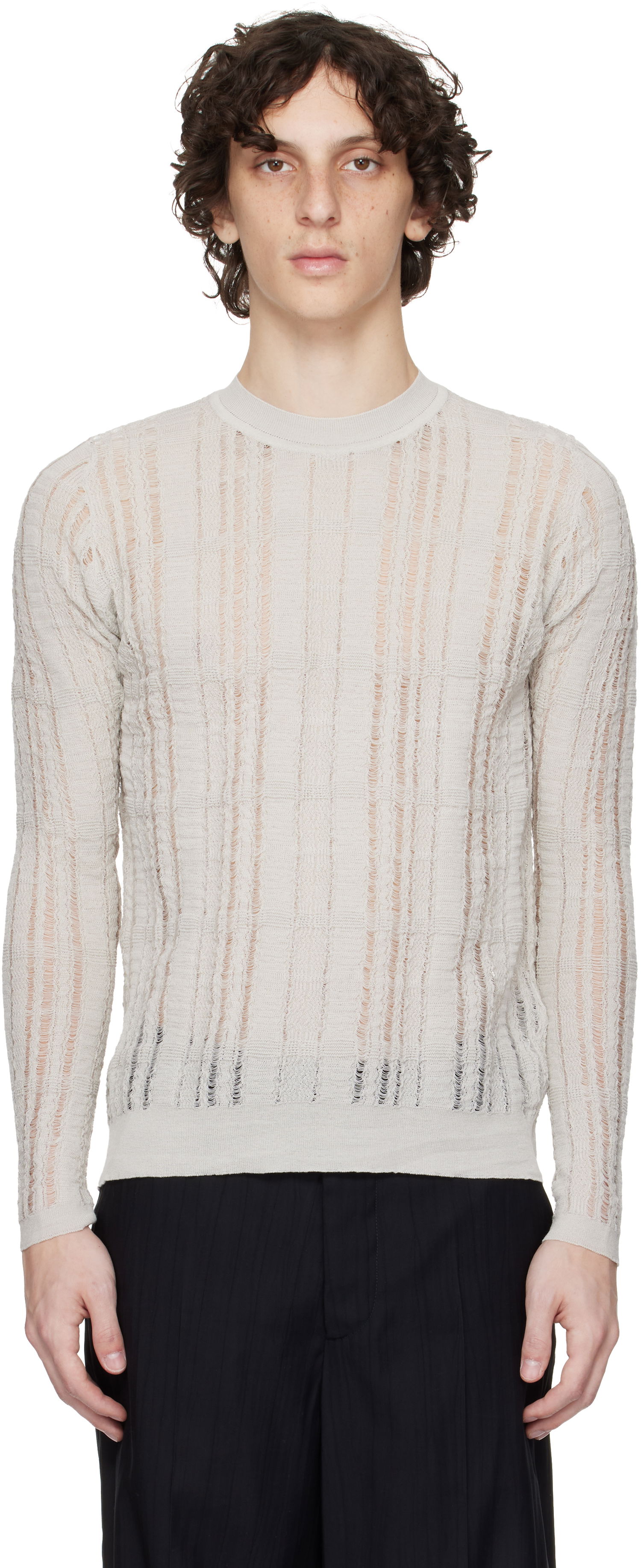 Pleteni pulover OUR LEGACY OUR LEGACY Formal Distressed Sweater Siva | M2253FL, 0