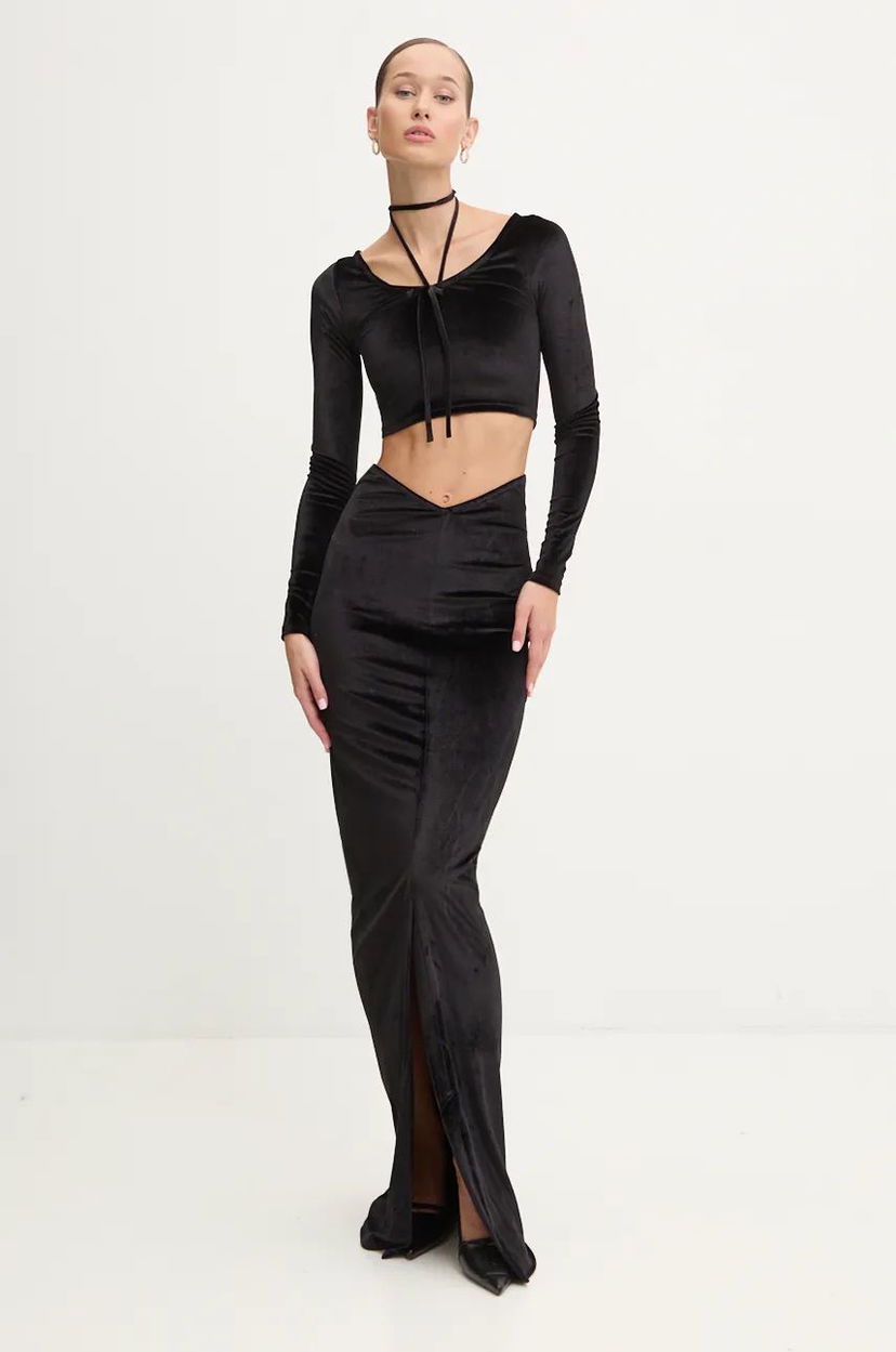 Krila Fiorucci Fiorucci Maxi Velvet Skirt Črna | W01FMBSK236VR01BK01
