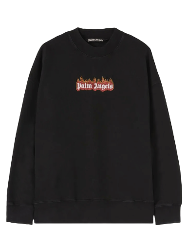 Pulover Palm Angels Burning Logo Crewneck Črna | PMBA065F22FLE0041001