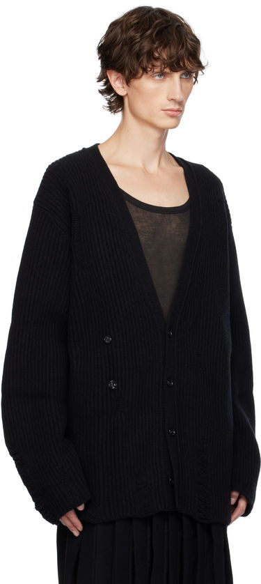 Pleteni pulover Ann Demeulemeester Ingemar Oversize Distressed Cardigan Črna | 2402-M-KN31-KN048-099, 1
