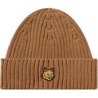 Beanie MAISON KITSUNÉ Fox Head Patch Ribbed Beanie Bež | LM06111KT1022-P236, 2