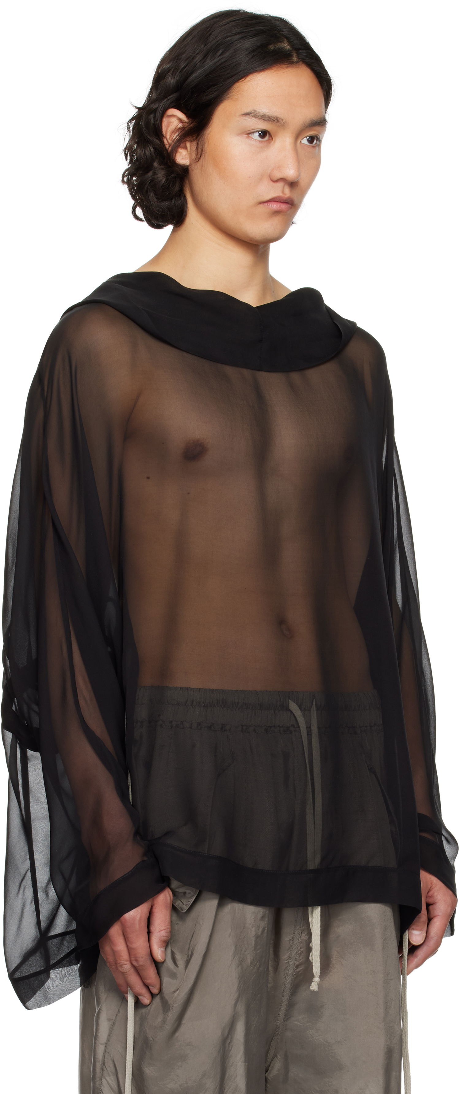 Pleteni pulover Rick Owens Rick Owens Hollywood Hooded Tunic Črna | RR01E5702 S, 1