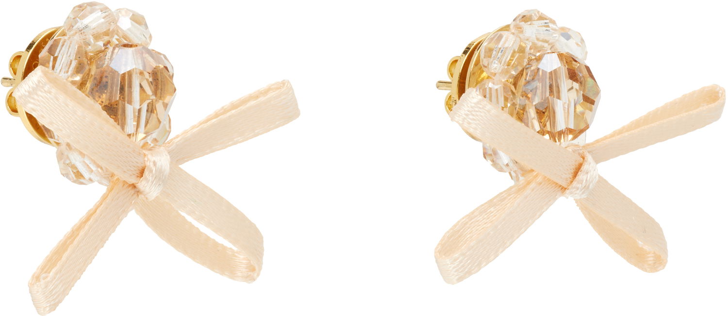 Uhani Simone Rocha Simone Rocha Petite Bow Daisy Stud Earrings Bež | ERG552 0903, 1