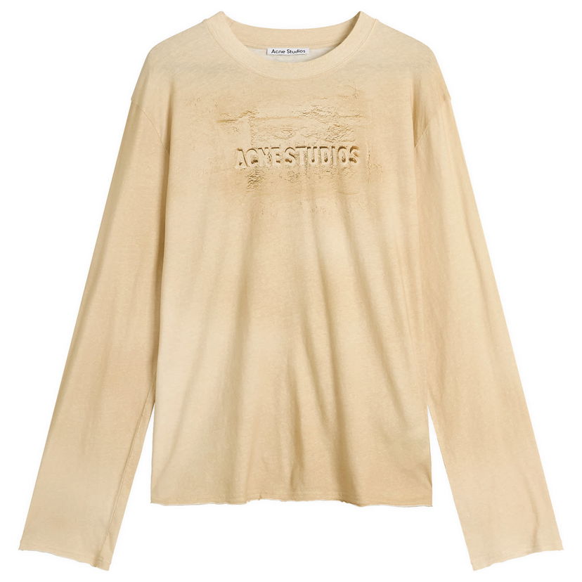 Majica Acne Studios Men's Long Sleeve Faded Logo T-Shirt, Size Large Bež | CL0361-AE0