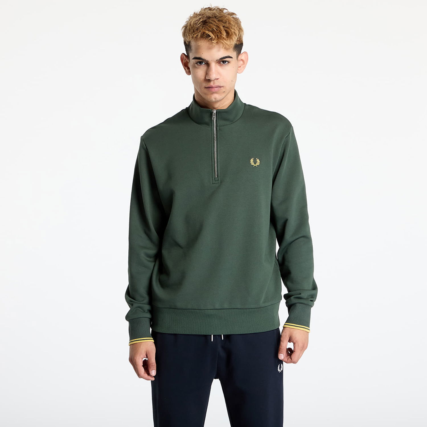 Pulover Fred Perry Fred Perry Half Zip Sweatshirt Zelena | M3574 X89, 0