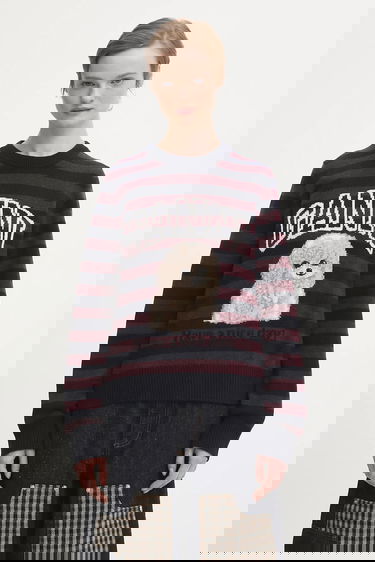 Pleteni pulover GANNI Graphic Wool Mix Poodle Stripe Sweater Večbarvna | K2567, 0