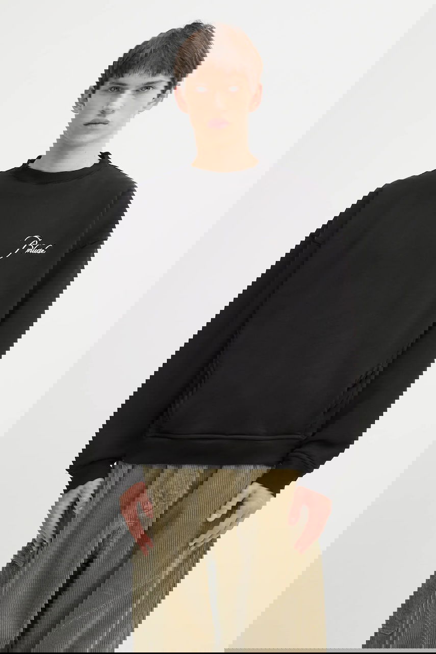 Pulover Rhude Classique Crewneck Script Logo Sweatshirt Črna | RHFW25ST06012, 0