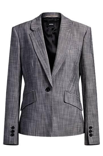 Jakna BOSS Slim-Fit Sharkskin Blazer Siva | 50531887