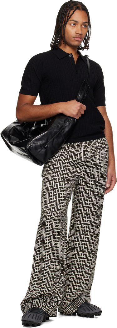 Tote bag Balmain Track Zip Shiny Calfskin Tote Črna | FM1FI271LBFO, 3