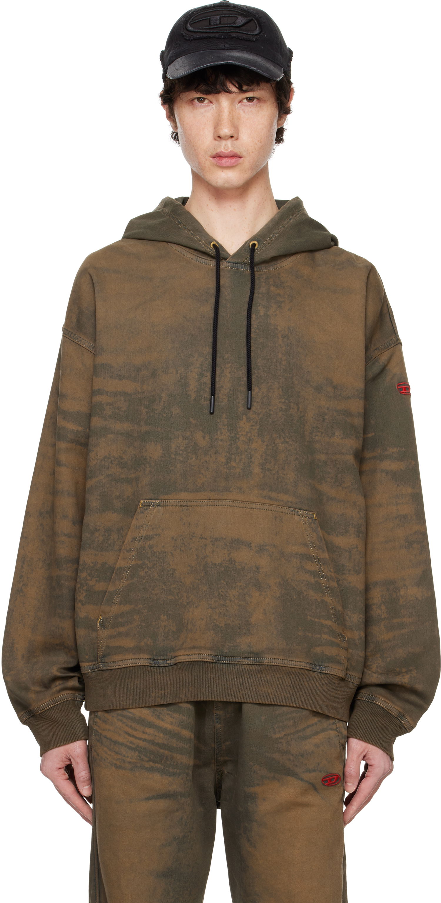Pulover Diesel D-Um-Rib-S1 Track Hoodie Rjava | A14812-068NG-01, 0