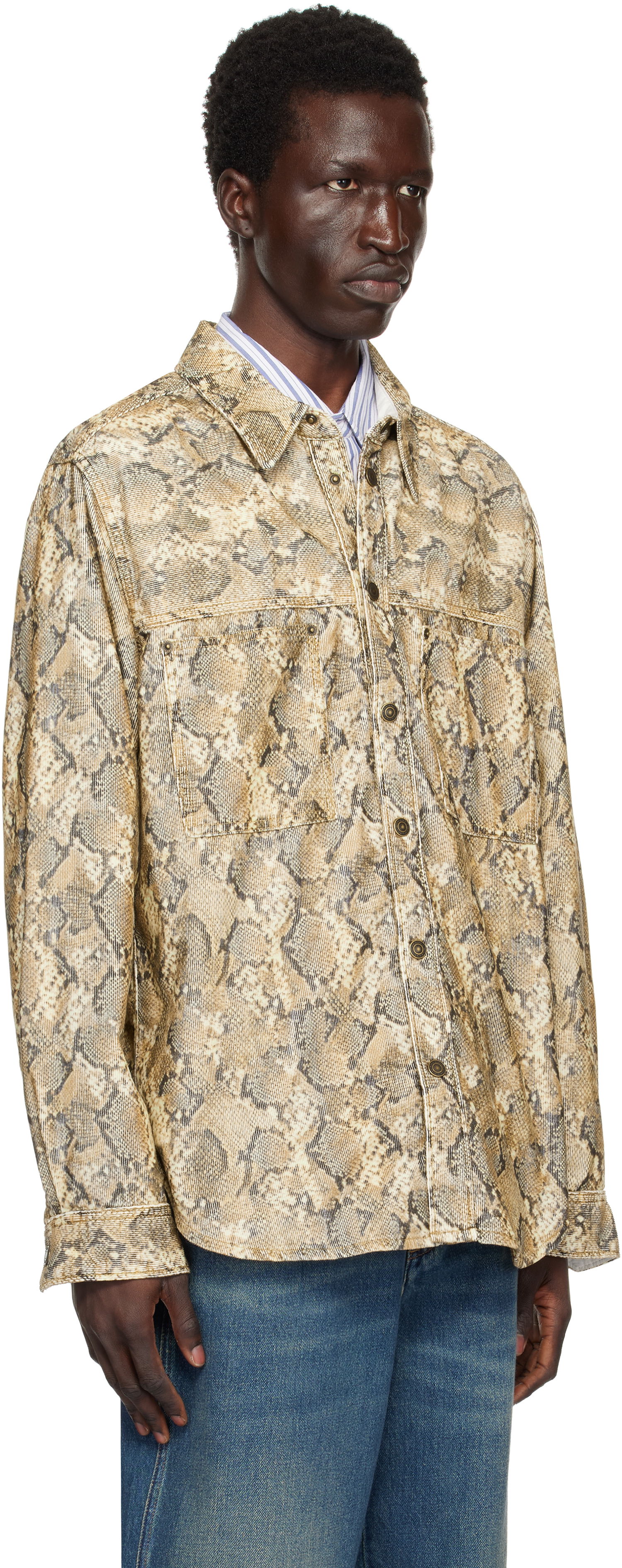 Srajce ISABEL MARANT Isabel Marant Victor Snakeskin Print Shirt Bež | CH0196HA-B4G02H, 1