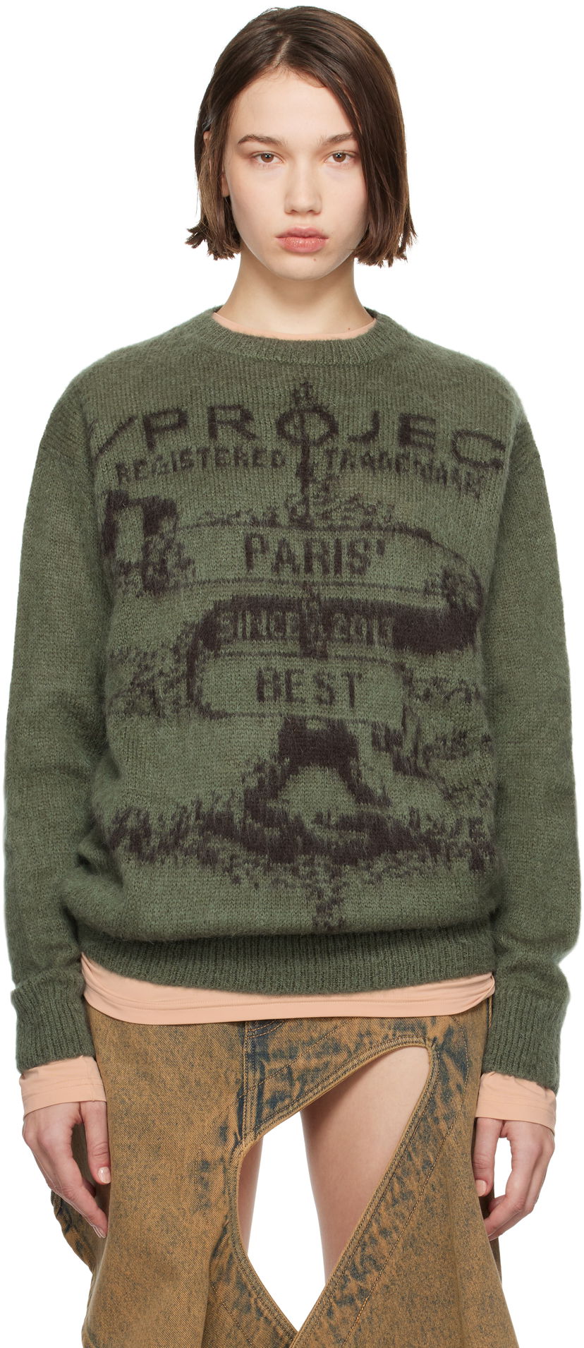 Pleteni pulover Y/PROJECT Jacquard Pullover Sweater Zelena | 206SW001