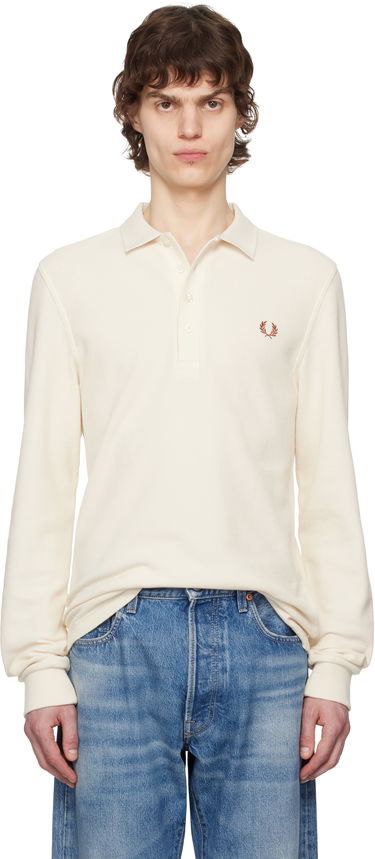Polo majica Fred Perry Fred Perry Honeycomb Long-Sleeve Polo Bela | M8693, 0