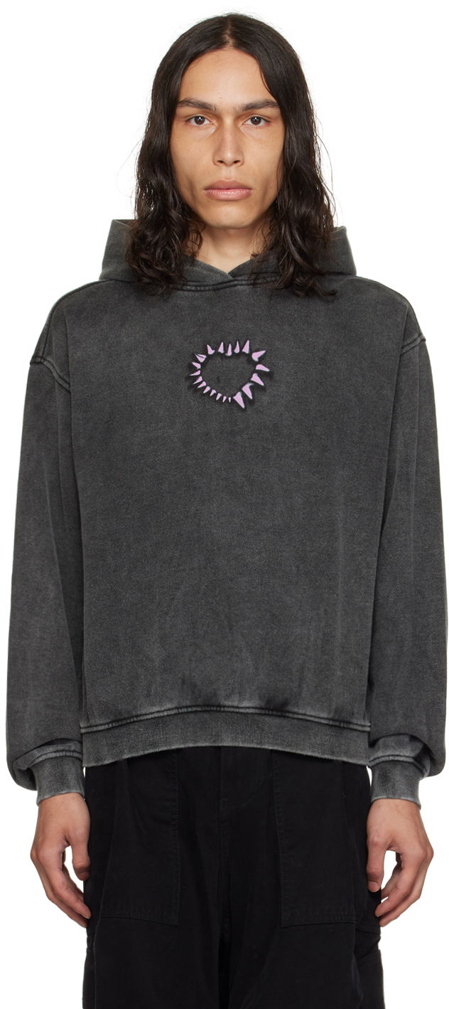 Pulover We11done We11done Faded Graphic Hoodie Črna | WD-TH3-23-806-U-BK