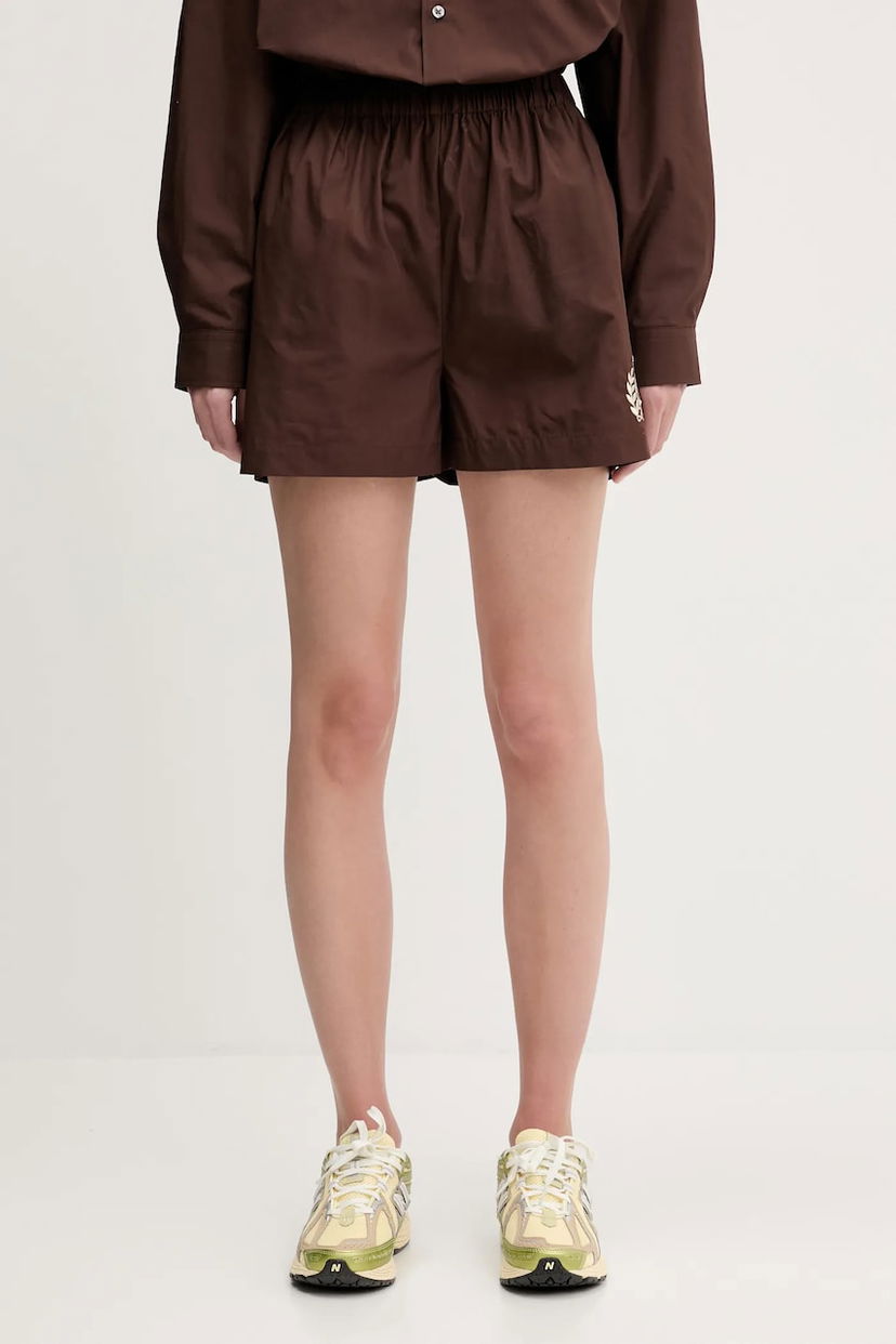 Kratke hlače Sporty & Rich Sporty & Rich H&W Crest Poplin High Waist Shorts Rjava | SH012612241BR03