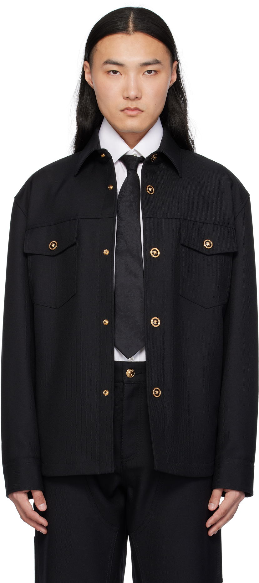 Jakna Versace Versace Cavalry Wool Overshirt Črna | 1018867_1A08771