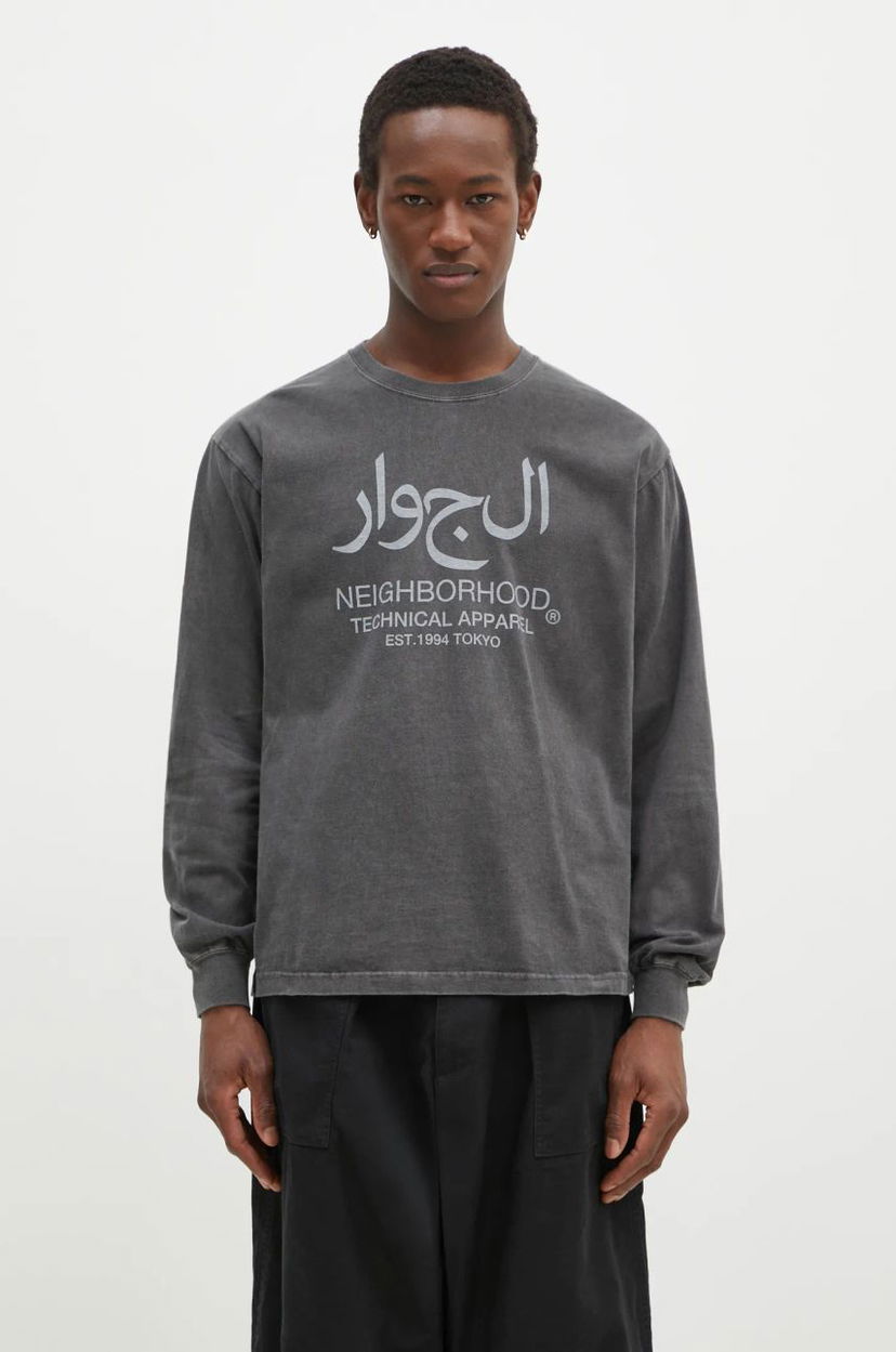 Majica Neighborhood NEIGHBORHOOD Arabic Logo Long Sleeve T-Shirt Siva | 242PCNH.LT15
