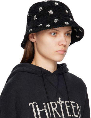 Klobuk R13 R13 Corduroy Allover Logo Bucket Hat Črna | R13WA026-R153B, 3