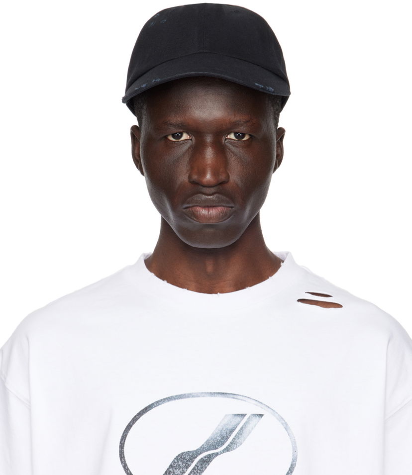 Kapa We11done We11done Damaged Baseball Cap Črna | WD-AH1-24-406-U-BK