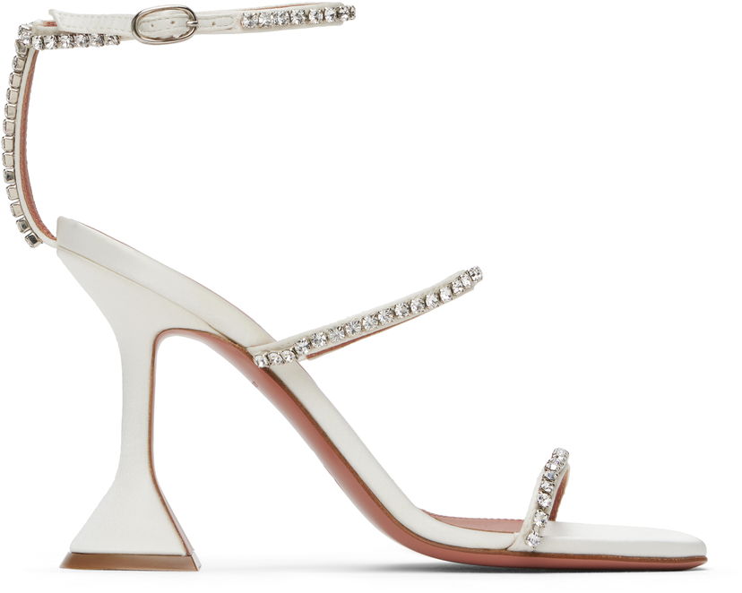 Superge in čevlji Amina Muaddi Gilda Crystal-Embellished Satin Heeled Sandals Bela | GILDA SANDAL SATIN