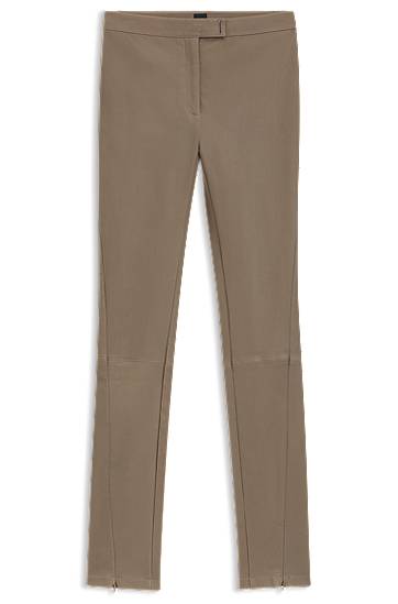 Pajkice BOSS Leather Leggings Bež | 50541926