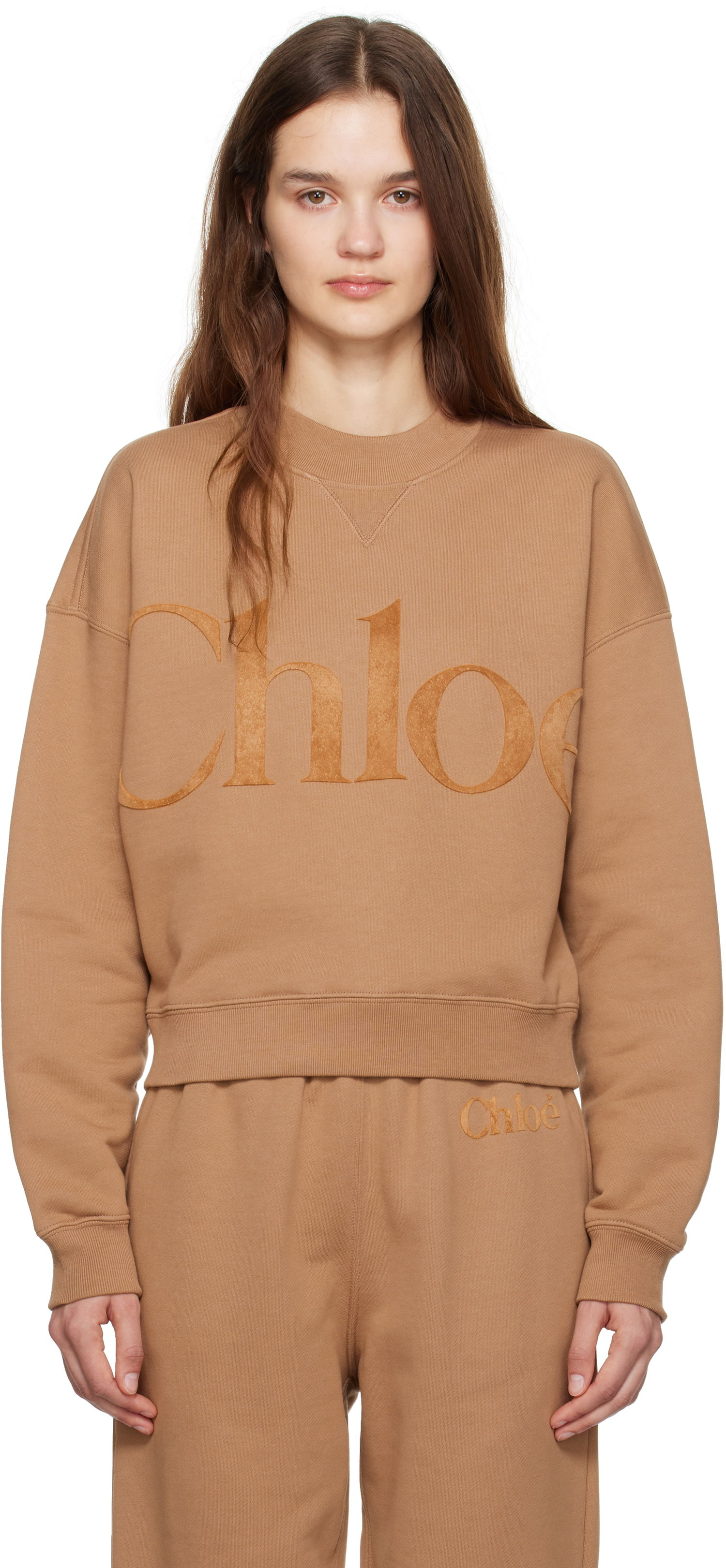 Pulover CHLOÉ Generous Sweatshirt Crewneck Rjava | CH24WJH05191, 0