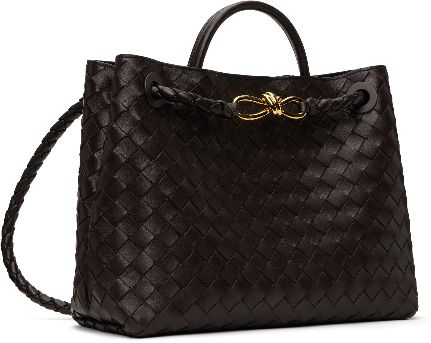 Tote bag Bottega Veneta Bottega Veneta Andiamo Woven Leather Tote Rjava | 766016VCPP12272, 1
