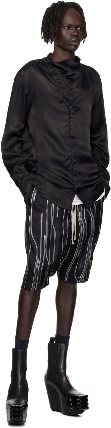 Srajce Rick Owens Rick Owens Concordians Island Satin Shirt Črna | RU02E1299 HSCH, 3