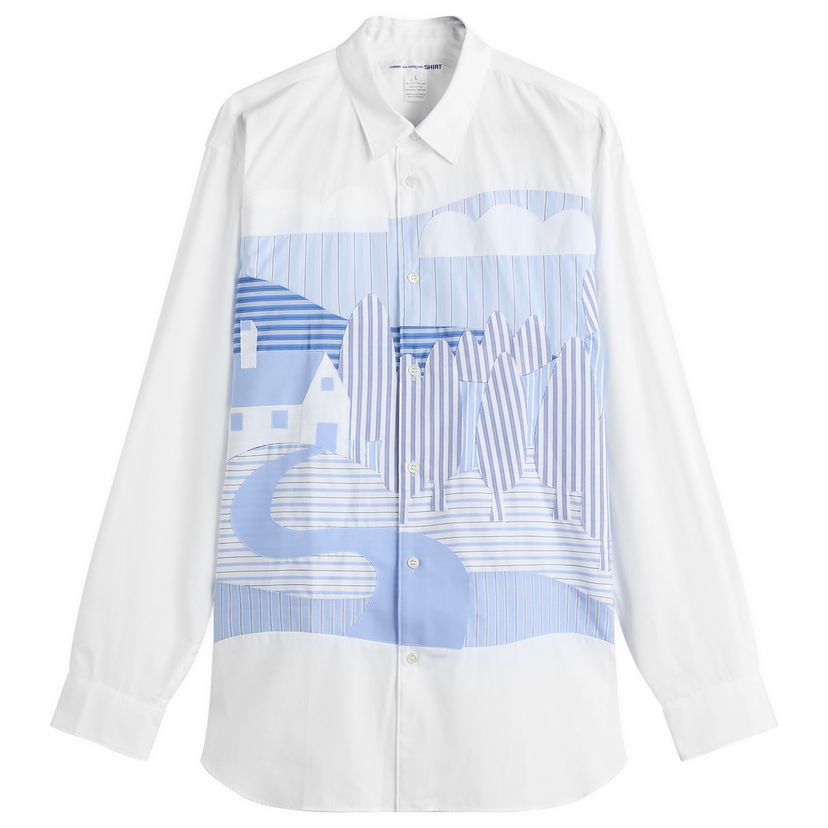 Srajce Comme des Garçons Men's YD Stripe Patchwork Shirt, Size Large Bela | FP-B049-051-1