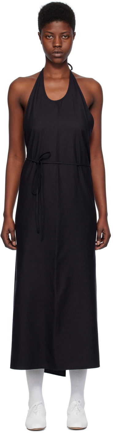 Obleke Baserange Baserange Apron Maxi Dress Črna | DRAP-RS-000