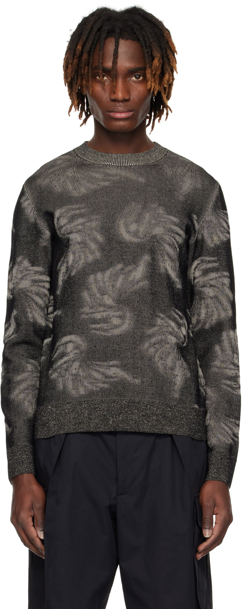 Pleteni pulover Dries Van Noten Dries Van Noten Jacquard Sweater Črna | 251-021206-1711
