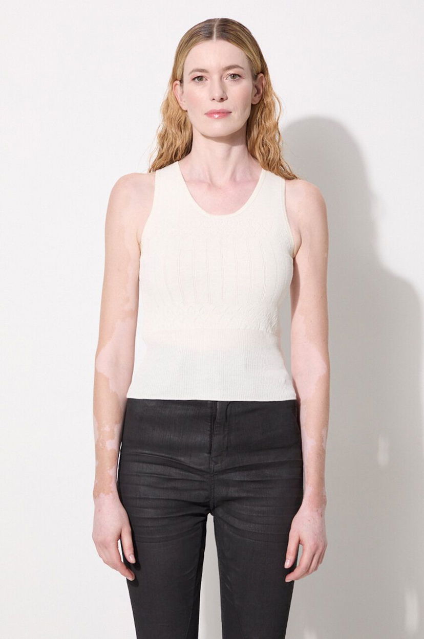 Majica brez rokavov JW Anderson Pointelle Tank Top Bež | KW1133.YN0324.001