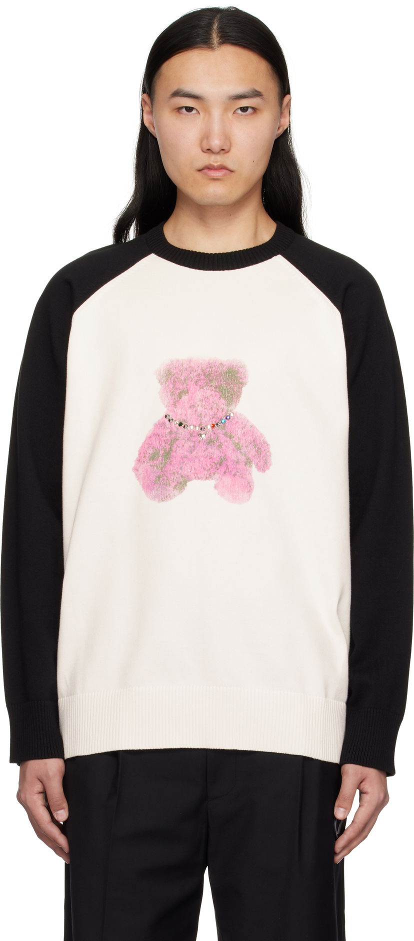 Pleteni pulover We11done We11done Raglan Knit Sweater with Teddy Bear Večbarvna | WD-KT0-25-653-U-BK
