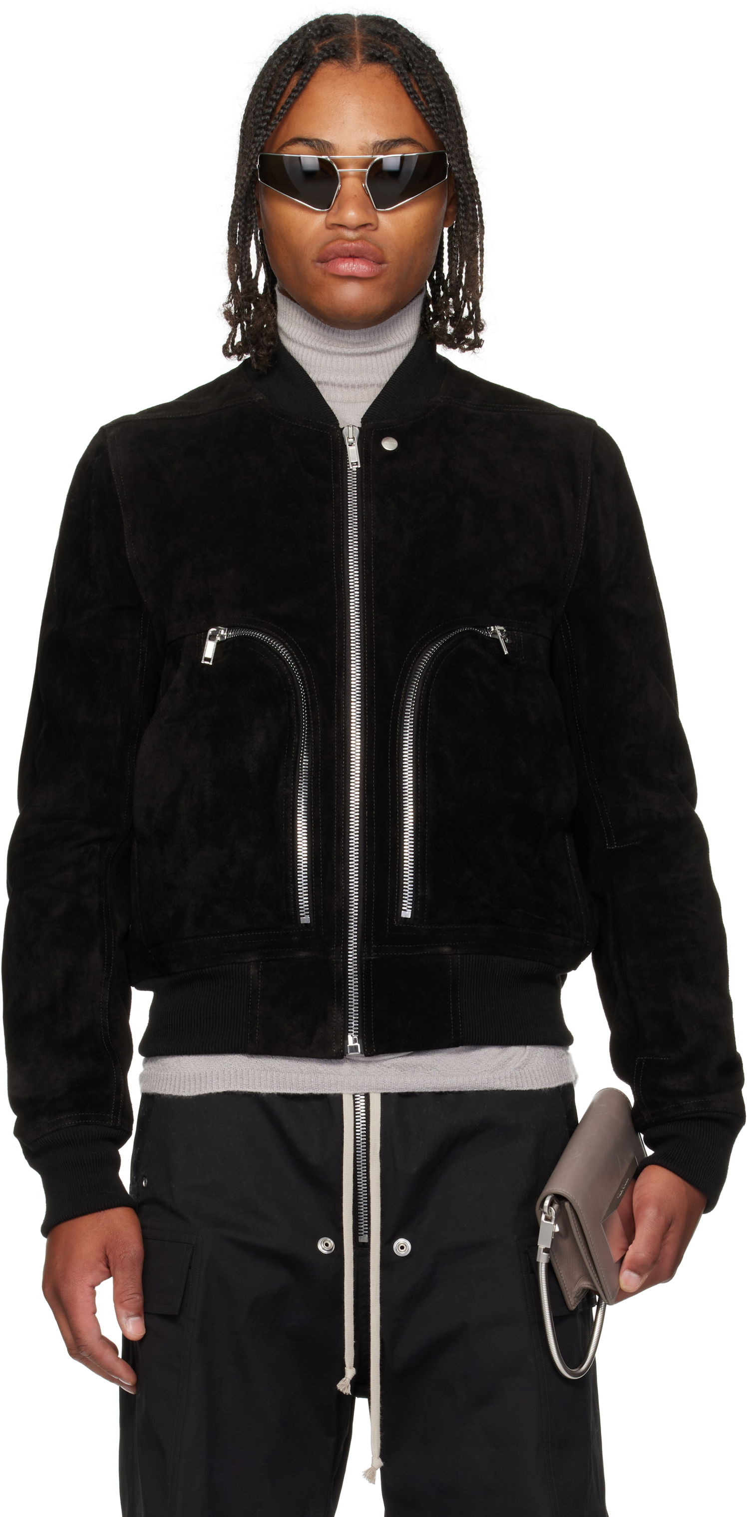 Bomber jakna Rick Owens Rick Owens Concordians Bauhaus Suede Flight Jacket Črna | RU02E1749 LCS, 0
