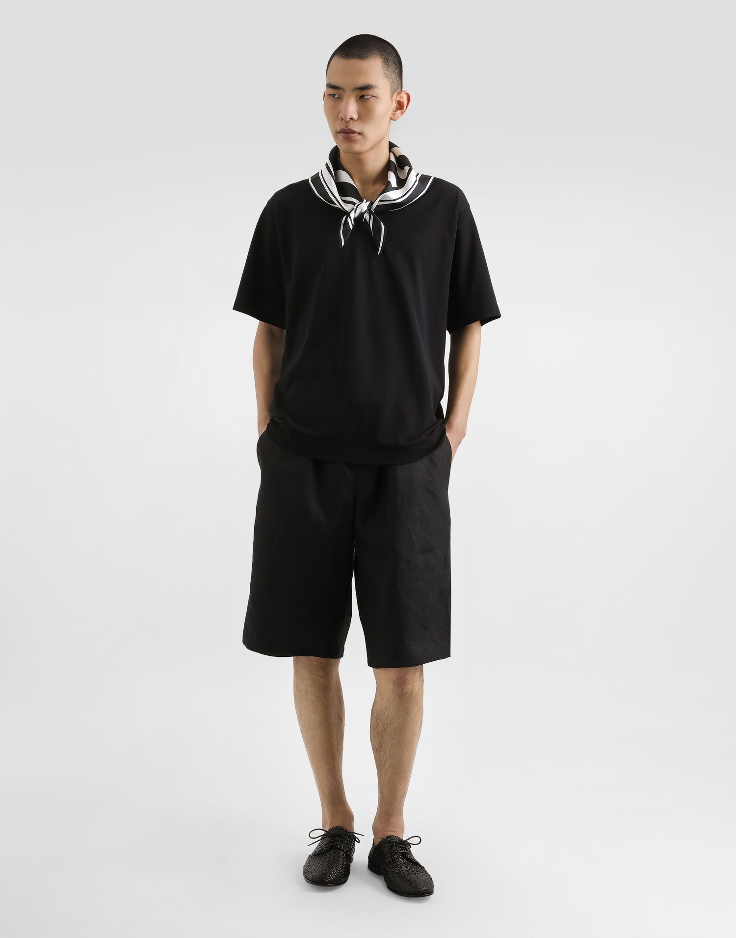Kratke hlače Dolce & Gabbana Dolce & Gabbana Linen Drawstring Shorts Črna | GP0T1TFU4MCN0000, 1