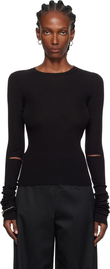 Pleteni pulover Ann Demeulemeester Ann Demeulemeester Lyell Elbow Cutout Fitted Sweater Črna | 2520-W-KN02-KN043-099, 0