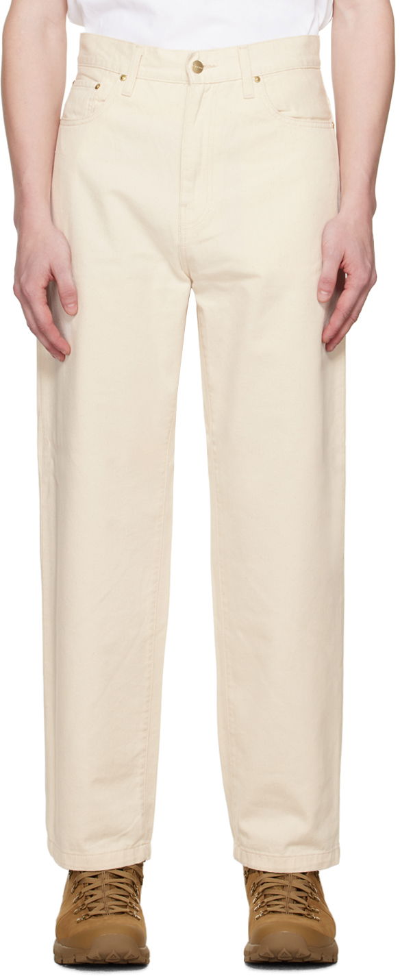 Kavbojke Carhartt WIP Off-White Derby Relaxed Fit Workwear Pants Bež | I032110
