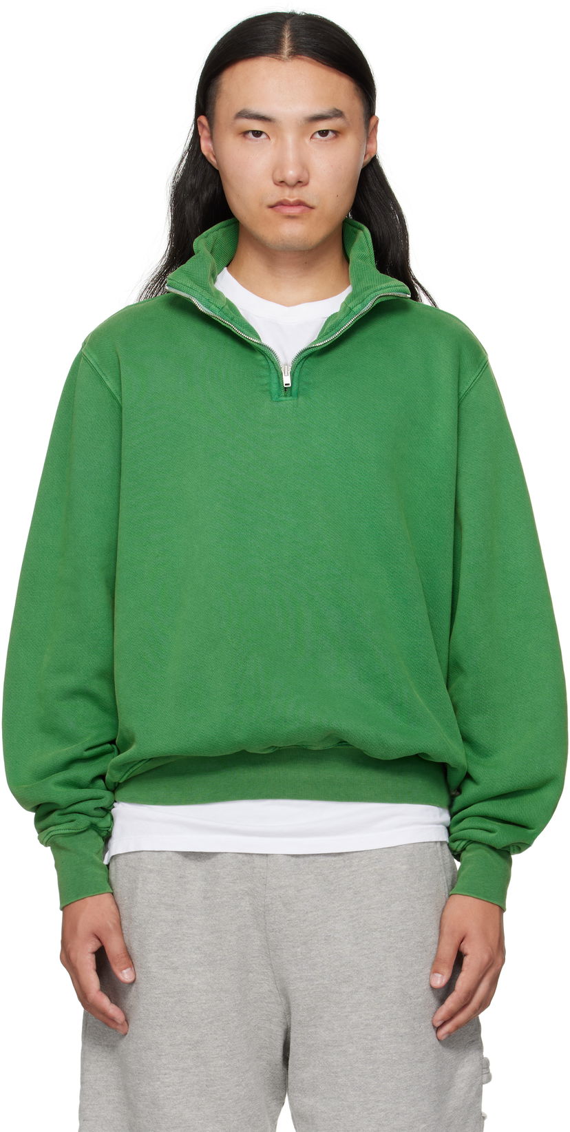Pulover LES TIEN Les Tien Heavyweight Banded Yacht Sweatshirt Zelena | CF-1114-PD