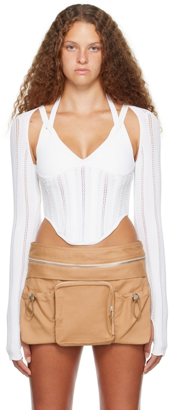 Krila Dion Lee Snakeskin Column Corset Top Bež | A7732P23