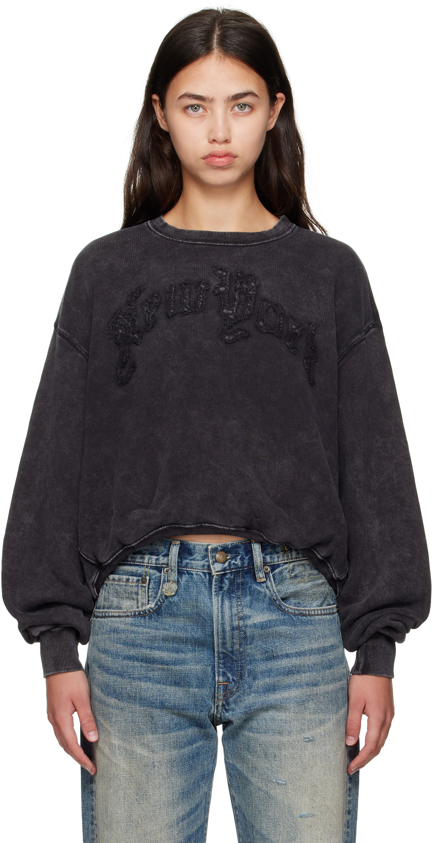 Pulover R13 R13 'New York' Balloon Crewneck Sweatshirt Črna | R13WK260-K001O, 0