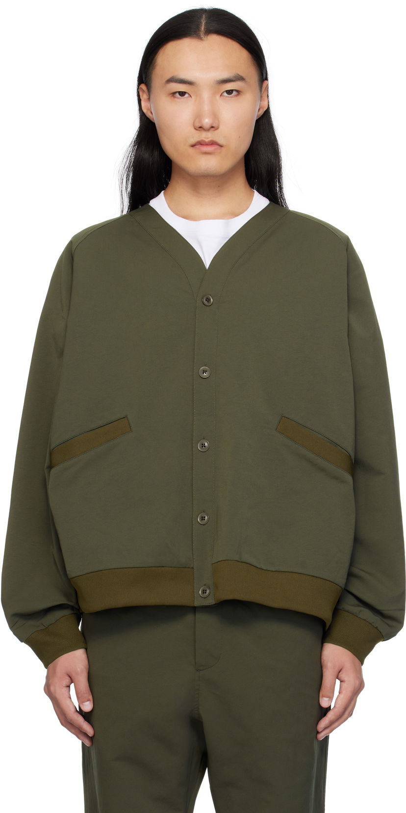 Pleteni pulover NANAMICA Cardigan Zelena | S24FA039U