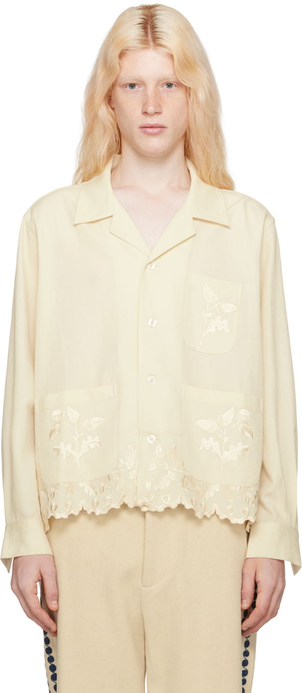 Srajce Bode Scalloped Acorn Shirt "Off-White" Bež | MRF23SH033